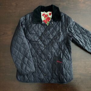 Barbour Liberty Liddesdale Quilted Jacket coat navy rose red floral girls S
